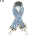 Detail of adjustable blue and white jacquard shoulder strap with gold lobster clasps - Beige Lake Blue (S-28)