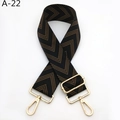 Detail of adjustable chevron strap with black and brown patterns and gold metal hooks - Black Khaki (A-22)