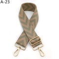 Detail of adjustable beige and green herringbone pattern bag strap with gold metal hooks - Khaki Matcha Green (A-23)