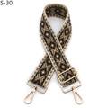 Detail of jacquard geometric pattern strap with polished gold-tone metal buckles - Beige Black Light Coffee (S-30)