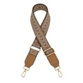 Adjustable wide canvas shoulder strap with vintage geometric pattern and metal hooks - No.16 Dark Khaki