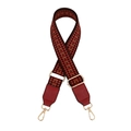 Detail of vintage arrow pattern woven strap with red faux leather and gold metal clips - No.20 Wine Red