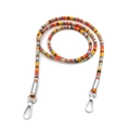 Ethnic style colorful striped phone lanyard with silver metal lobster clasps for bags - 80 cm / Orange With Silver Buckle