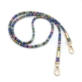 Ethnic style colorful striped mobile phone lanyard with gold metal lobster clasps - 80 cm / Blue Silver Buckle