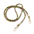 Ethnic style colorful phone lanyard with golden lobster clasps on a white background - 80 cm / Green Webbing with Silver Buckle