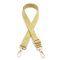 Adjustable yellow and beige chevron shoulder strap with gold metal swivel hooks - Beige