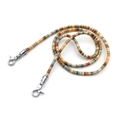 Close-up of colorful beaded bag strap with metallic silver lobster clasps on white background - 80 cm / Khaki (Silver Buckle)