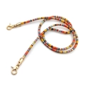 Colorful bohemian beaded bag strap with gold lobster clasps on plain white background - 80 cm / Orange Yellow (Gold Buckle)