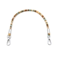 Close-up of ethnic woven pattern strap with polished silver rotating metal clasps - 35 cm / Khaki Silver Buckle