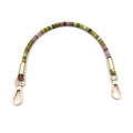 Bunter Schultergurt im Ethno-Stil für Taschen mit goldenen Karabinerverschlüssen - 35 cm / Grünes Gurtband mit goldener Schnalle