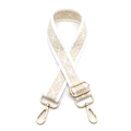 Dettaglio tracolla jacquard beige 3,8mm con motivi a rombi e ganci metallici dorati - N. 7 Bianco Beige