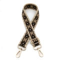 Dettaglio tracolla jacquard a rombi da 3,8mm con moschettoni in metallo dorato lucido - N. 2 Cachi Nero
