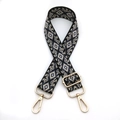 Dettaglio della tracolla jacquard a rombi con ganci dorati e motivi geometrici - Chiusura in Argento / Stile 1 Nero Grigio Scuro