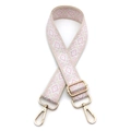 Tracolla intrecciata a rombi rosa e bianchi con ganci a moschettone in metallo dorato - N. 3 Beige Rosa