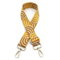 Detail of yellow wave patterned woven strap with golden lobster clasps for bags - No. 4 Yellow
