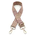 Detail of purple and beige geometric wave strap with golden metal lobster clasps - Pink