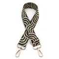 Adjustable woven replacement bag strap with olive green wavy patterns and gold metal buckles - No.11 Army Green