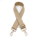 Adjustable beige and gold weave bag strap with lobster clips and bohemian wave pattern - No.6 Khaki Edge Gold Silk Khaki
