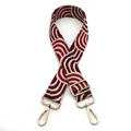 Detail of adjustable woven bag strap No.15 with burgundy geometric patterns and gold clips - No.15 Wine Red