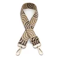 Detail of adjustable woven bag strap with golden metal hooks and wave pattern - No.16 Dark Khaki