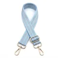 Detail of adjustable light blue zigzag woven strap with premium gold metal hardware - Light Blue No. 1