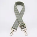 Adjustable wide replacement bag strap with light green herringbone pattern and gold clips - Matcha Green No. 2