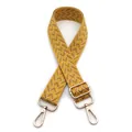 Détail d'une bandoulière tissée de 3,8 cm avec motif chevron jaune et mousquetons dorés - Fermoir en Argent / Jaune