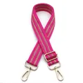 Detail of Style 5 rose red and gold striped woven strap with gold metal buckle - No.5 Rose Pink