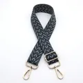 Detailed view of 3.8cm adjustable nylon bag strap with gold metal swivel snap hooks - Black With Blue-Gray