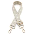 Adjustable geometric diamond woven guitar strap for crossbody bags with gold metal hooks - Style 4 Silver Beige (Silver Buckle)
