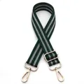 Macro detail of the dark green herringbone canvas strap with golden metal swivel hooks - No. 6 Green