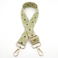 Adjustable guitar-style wide shoulder strap with green geometric diamond pattern and gold hooks - Style 10 Beige Matcha Green (Silver Buckle)