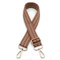 Close-up of brown and gold wave patterned adjustable shoulder strap with metal buckles - Flesh Pink No. 12
