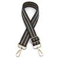 Adjustable black and brown herringbone patterned strap with gold hardware hooks - Dark Gray No. 15