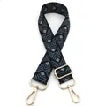 Detail of adjustable geometric weave strap with light gold metal lobster clasps - Style 15 Black Blue (Silver Buckle)