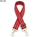Detail of red woven bag strap No. 20 with gold chevron pattern and metal lobster clasps - Red No. 20