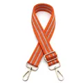 Detail view of orange crossbody strap with silver stripes and golden metal hardware - Orange No. 24