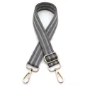 Detail of thickened gray and white herringbone weave strap with light gold spring hooks - Gray No. 26