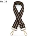 Detail of adjustable brown knit bag strap with gold metal lobster clasps and V-pattern - Coffee No. 28