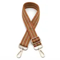 Adjustable woven shoulder strap in tan with yellow chevron pattern and gold metal hooks - Light Brown No. 30