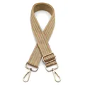 Detailed view of khaki herringbone strap with light gold swivel hooks and metal buckle - Light Khaki No. 34