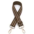 Detail of adjustable chevron patterned bag strap with golden metal swivel hooks - Dark Khaki No. 35