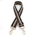 Detail of adjustable striped bag strap with gold lobster clasps and high-density fabric - No. 6 Black Striped