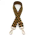 Detail of yellow and black checkered strap with adjustable gold metal lobster clasps - Black and Yellow