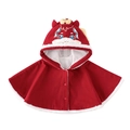 Capa roja tradicional para bebé con bordado de dragón y forro cálido de piel sintética - Rojo / 73cm