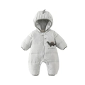 Tuta invernale grigia per neonato con cappuccio e ricamo di dinosauro imbottita - Blu / 66CM