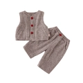 Ensemble d'hiver style anglais pour garçon avec gilet et pantalon en tissu chevrons - café / 73cm