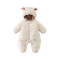 Tuta imbottita neonato invernale beige con corna di cervo e stampa a cartoni - Blu / 66CM