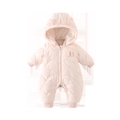 Tuta da neve neonata rosa trapuntata con cappuccio e cerniera per l'inverno caldo - 66CM / Rosa