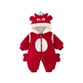 Pluche rode babyromper met 3D-drakenkap en warme voering voor de winterdagen - 66CM / Rood